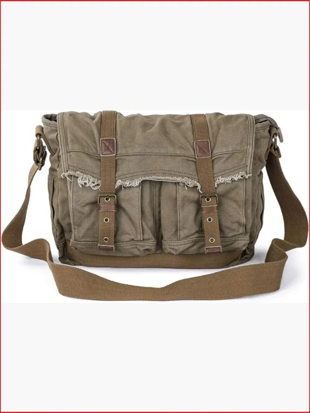 Canvas Messenger Bag Frayed Style Shoulder Purse